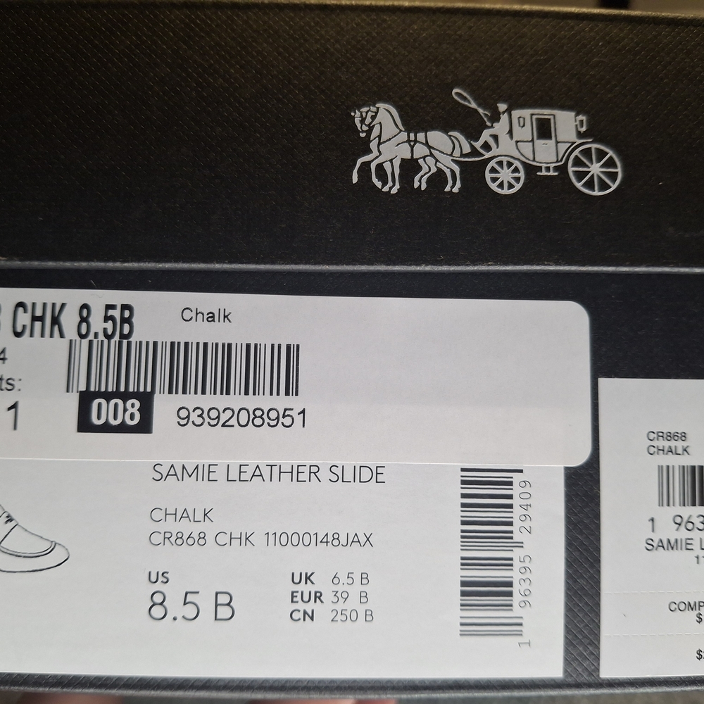 Coach Samie Leather Slide in Chalk